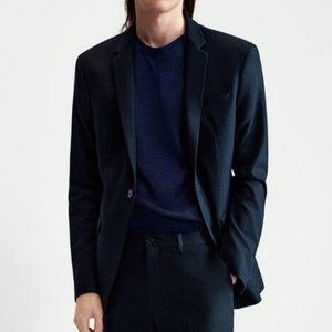 Zara Navy Textured Weave Suit Jacket Size 42